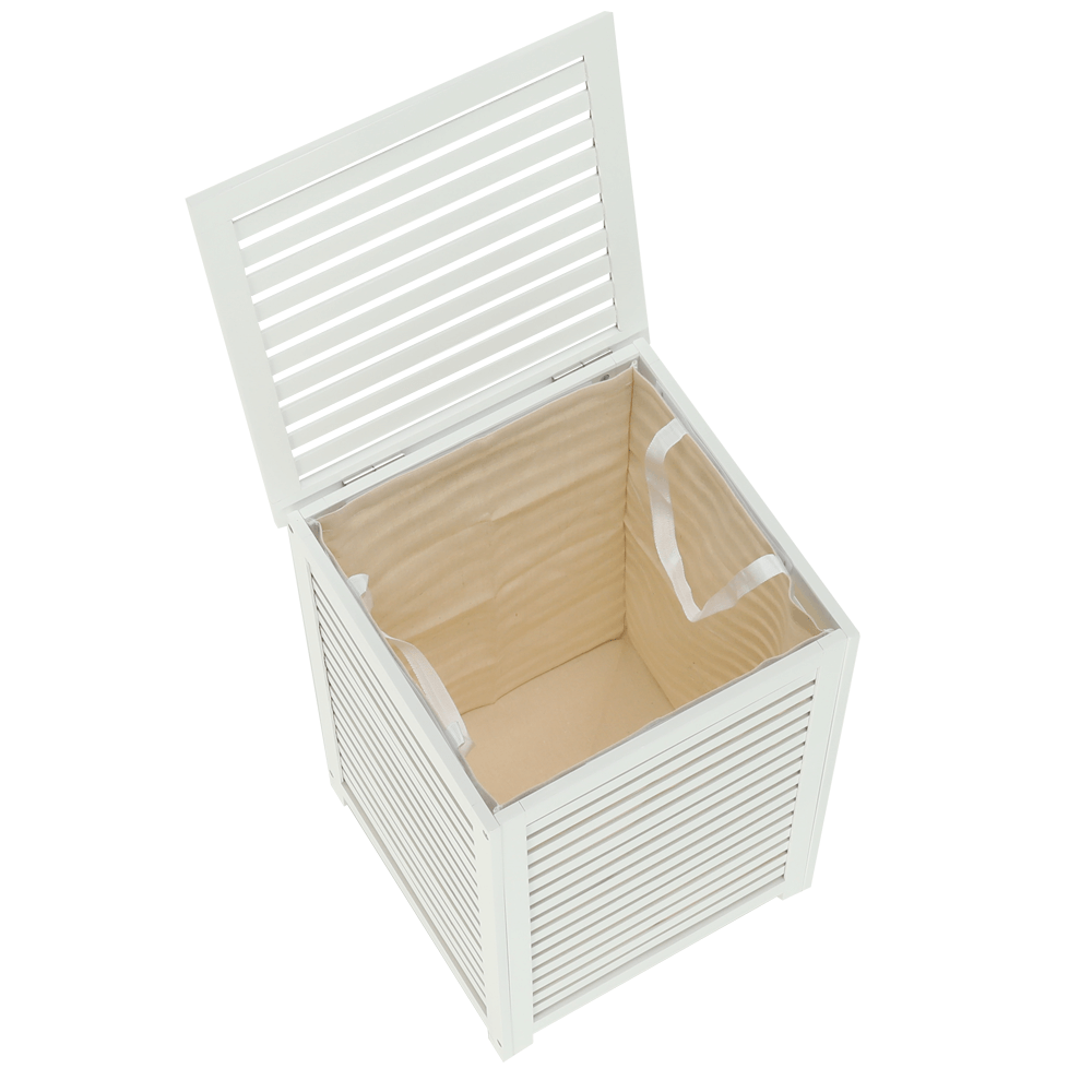 Koš na prádlo, lakovaný bambus/bílá/béžová, BASKET
