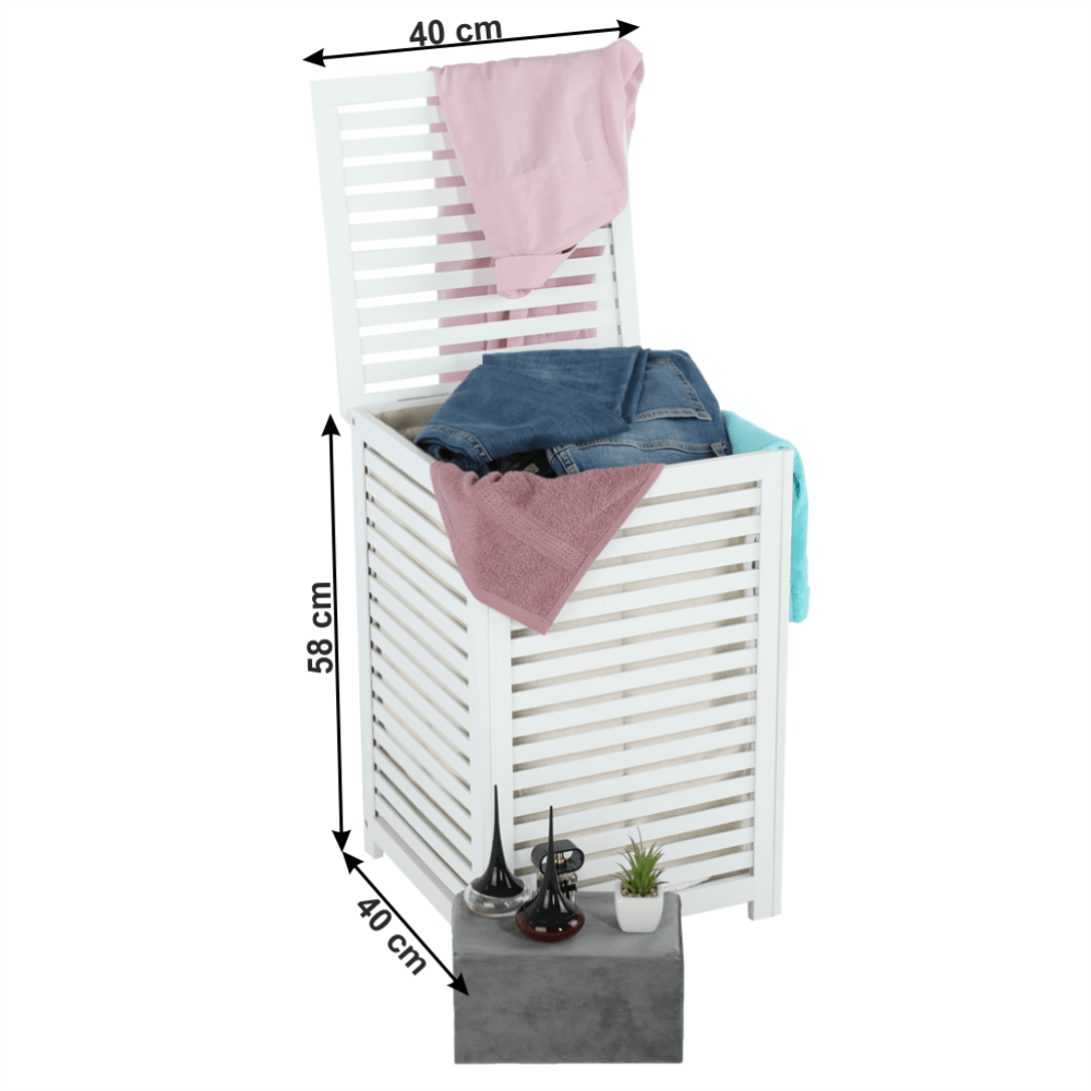 Koš na prádlo, lakovaný bambus/bílá/béžová, BASKET