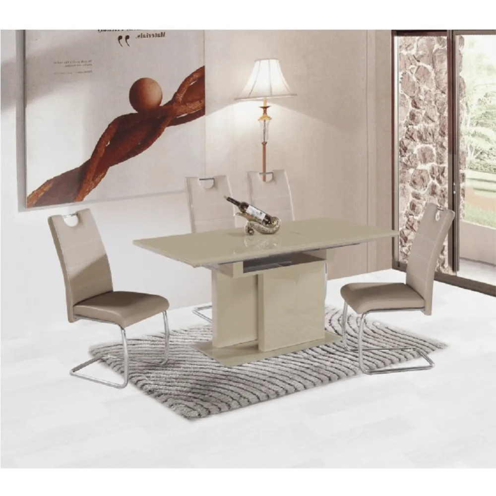 Jídelní rozkládací stůl, capuccino extra vysoký lesk, 120-160x80 cm, Virat