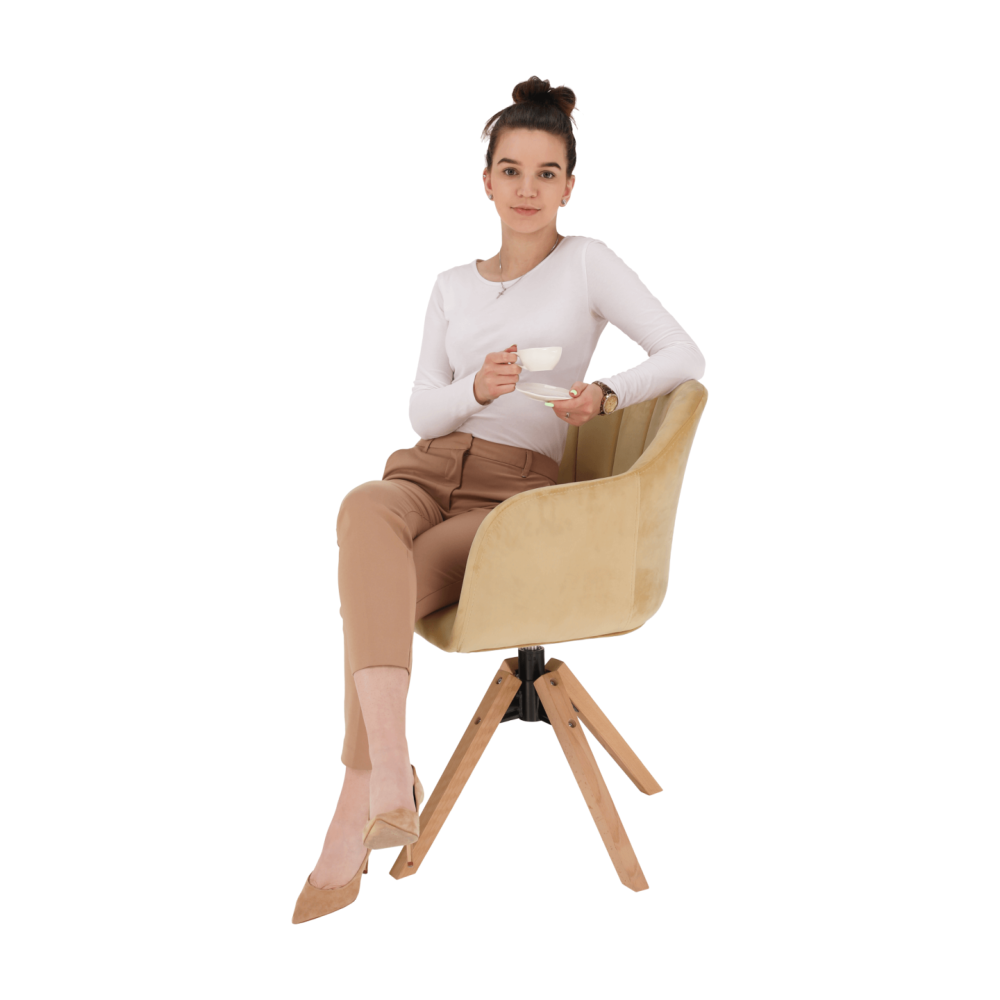 Otočné křeslo, béžová/buk, DALIO