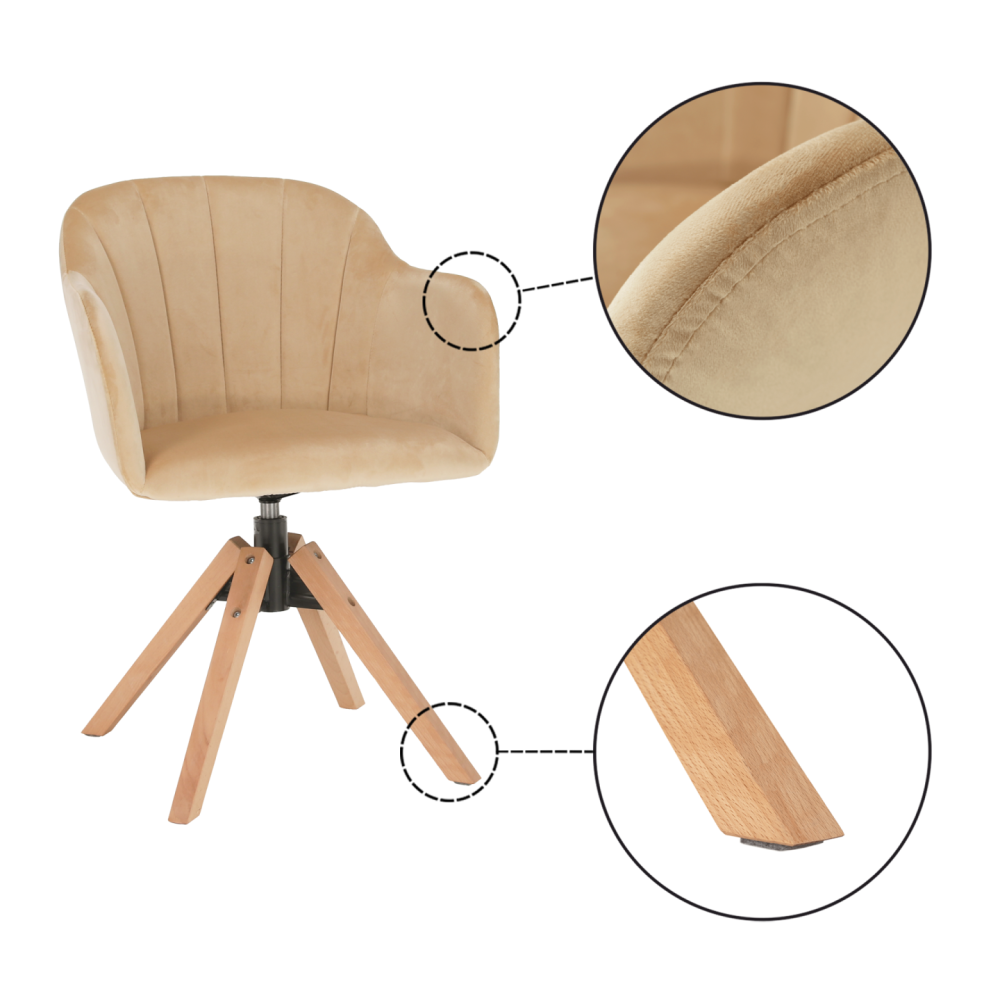 Otočné křeslo, béžová/buk, DALIO