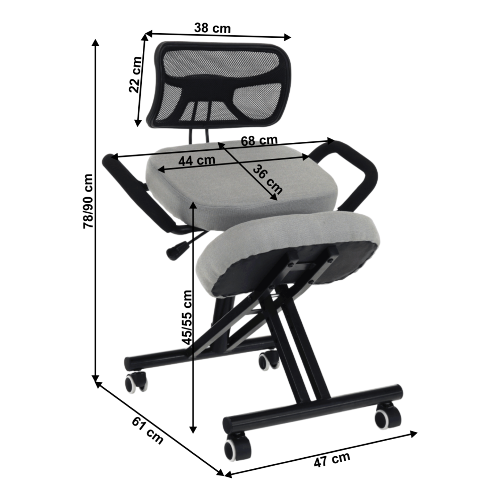Ergonomická kľakačka, šedohnědá taupe / černá, RUFUS