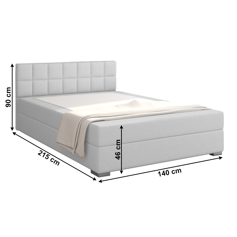 Boxspringová postel 140x200, světle šedá, FERATA KOMFORT