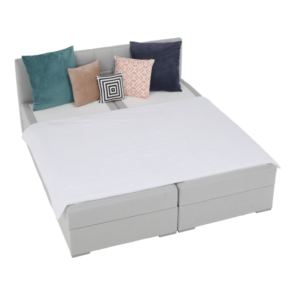 Boxspringová postel 160x200, světle šedá, FERATA KOMFORT