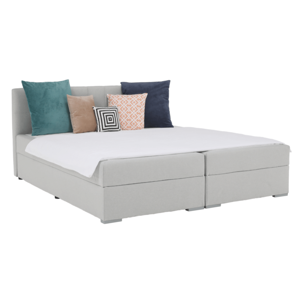 Boxspringová postel 180x200, světle šedá, FERATA KOMFORT