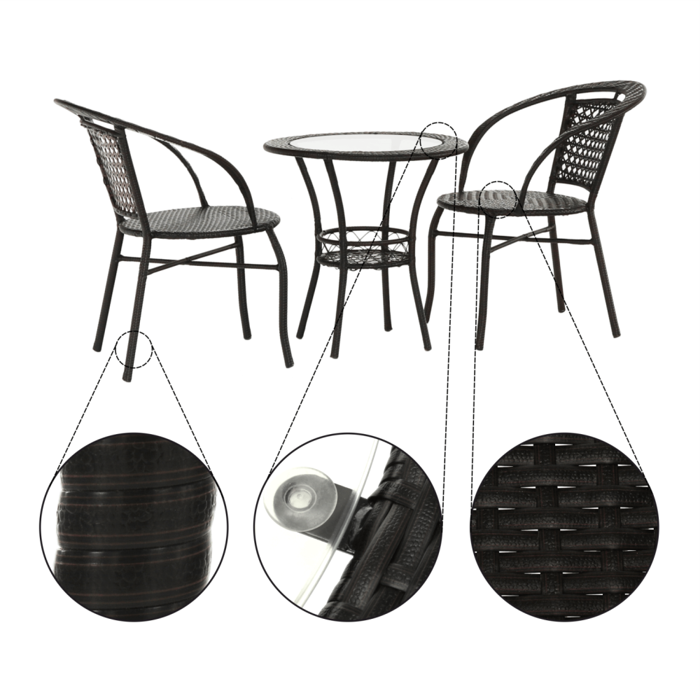 Zahradní ratanový set 1+2, hnědá, LASAN