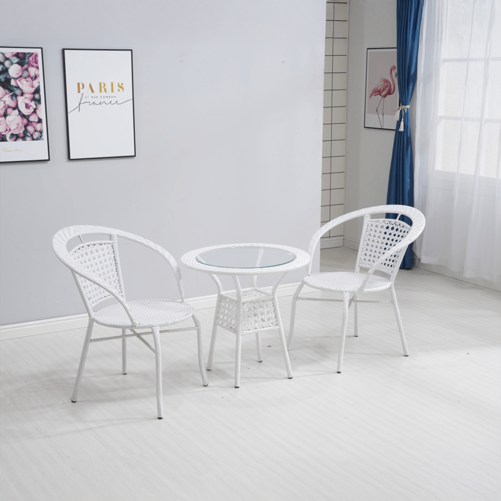 Zahradní ratanový set 1+2, bílá, JENAR