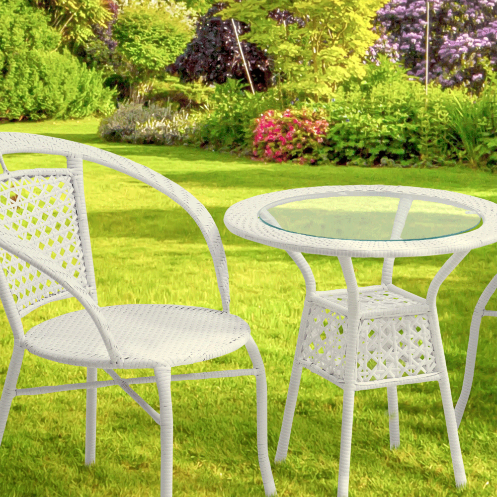 Zahradní ratanový set 1+2, bílá, JENAR