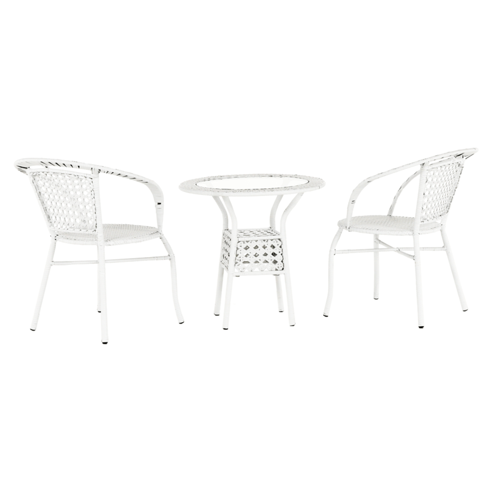 Zahradní ratanový set 1+2, bílá, JENAR