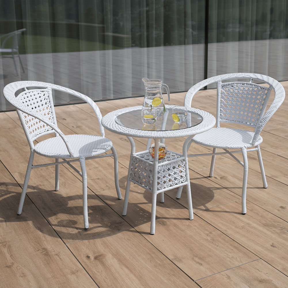 Zahradní ratanový set 1+2, bílá, JENAR