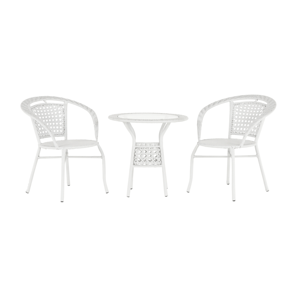 Zahradní ratanový set 1+2, bílá, JENAR