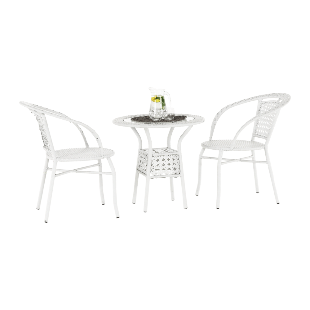 Zahradní ratanový set 1+2, bílá, JENAR