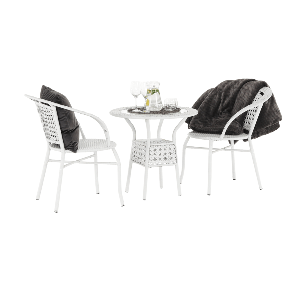 Zahradní ratanový set 1+2, bílá, JENAR