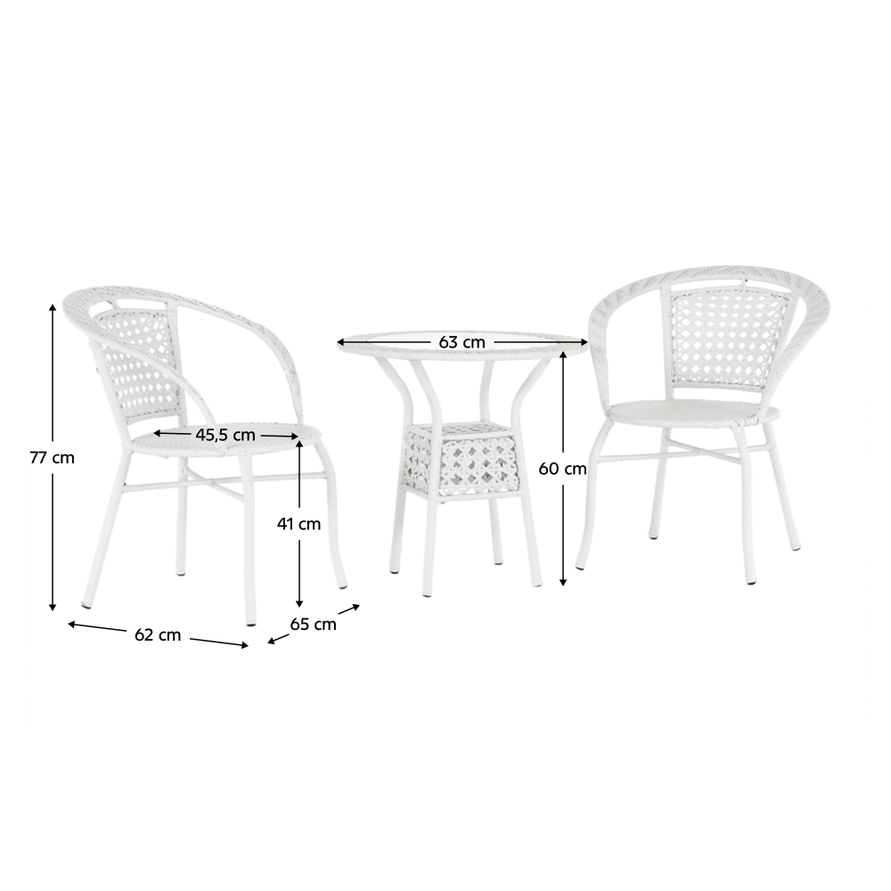 Zahradní ratanový set 1+2, bílá, JENAR