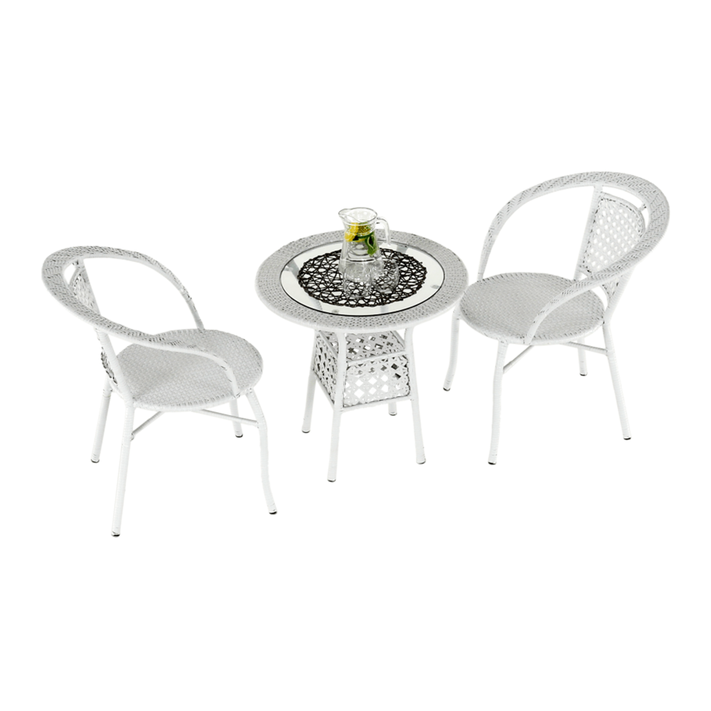 Zahradní ratanový set 1+2, bílá, JENAR