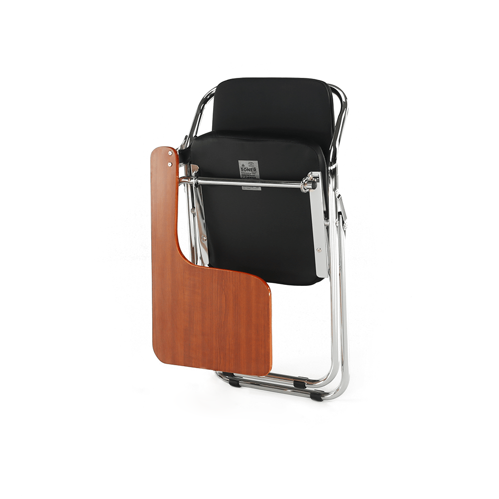 Židle s deskou na psaní, černá/přírodní, SONER