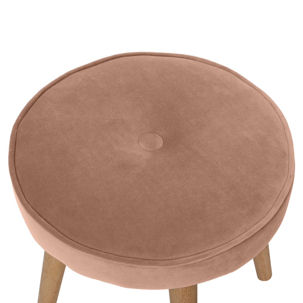 Taburet, růžová Velvet látka / hnědá, SAIDA