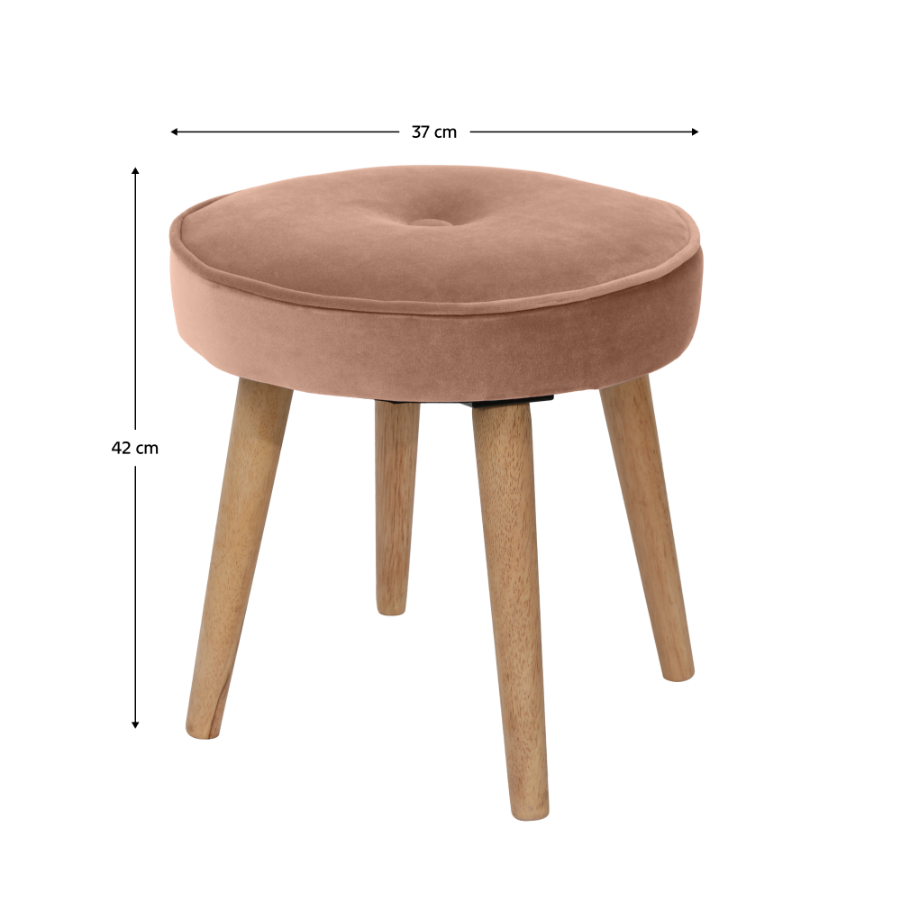 Taburet, růžová Velvet látka / hnědá, SAIDA