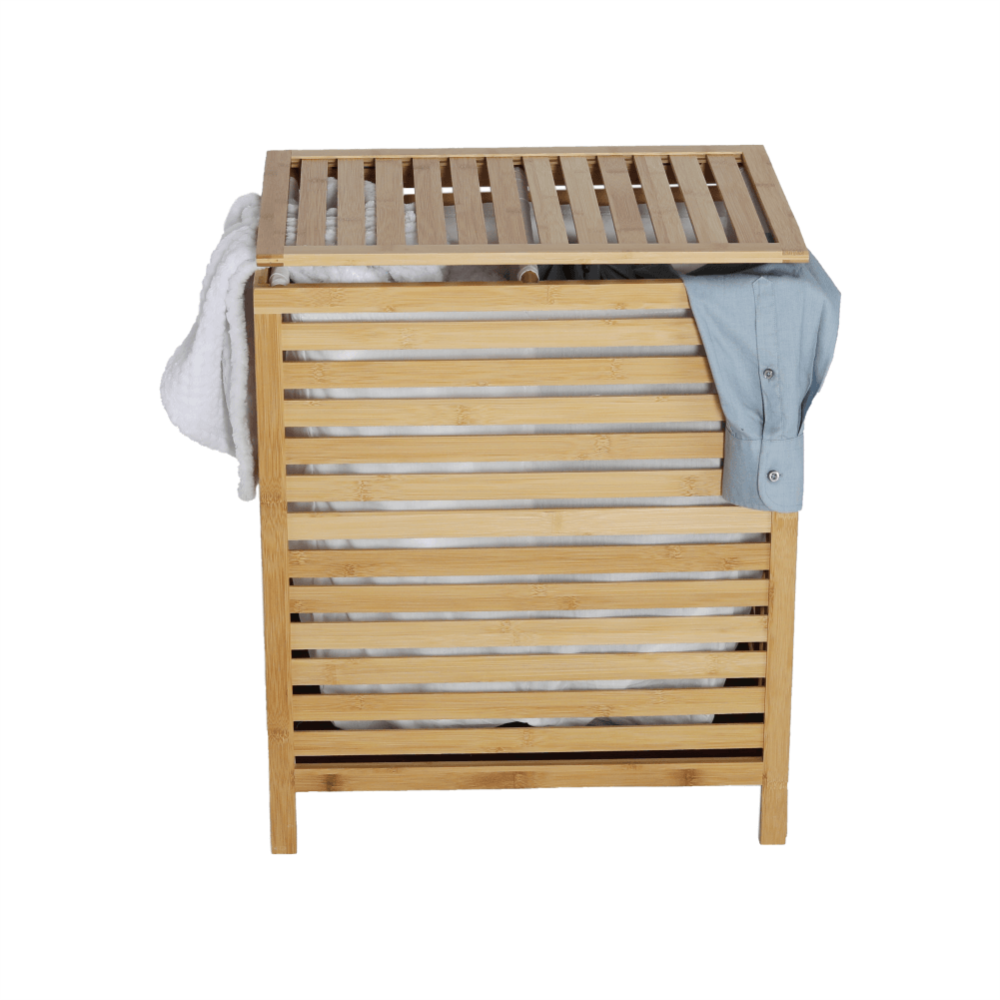 Koš na prádlo, bambus/bílá, MENORK