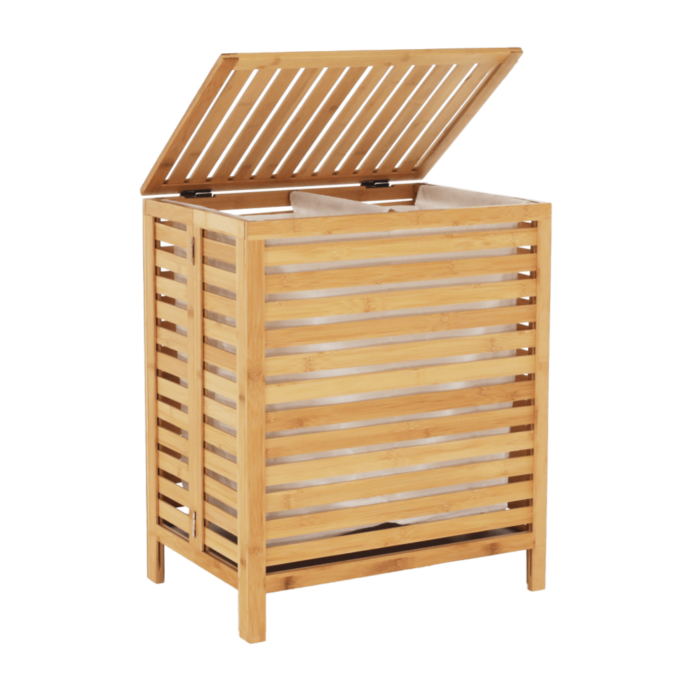 Koš na prádlo, bambus/bílá, MENORK