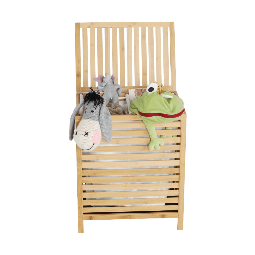 Koš na prádlo, bambus/bílá, MENORK