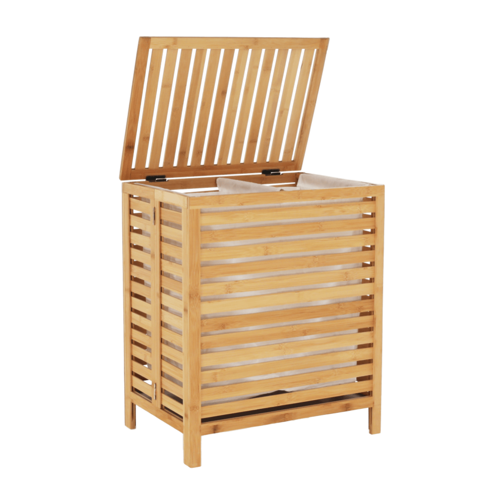 Koš na prádlo, bambus/bílá, MENORK