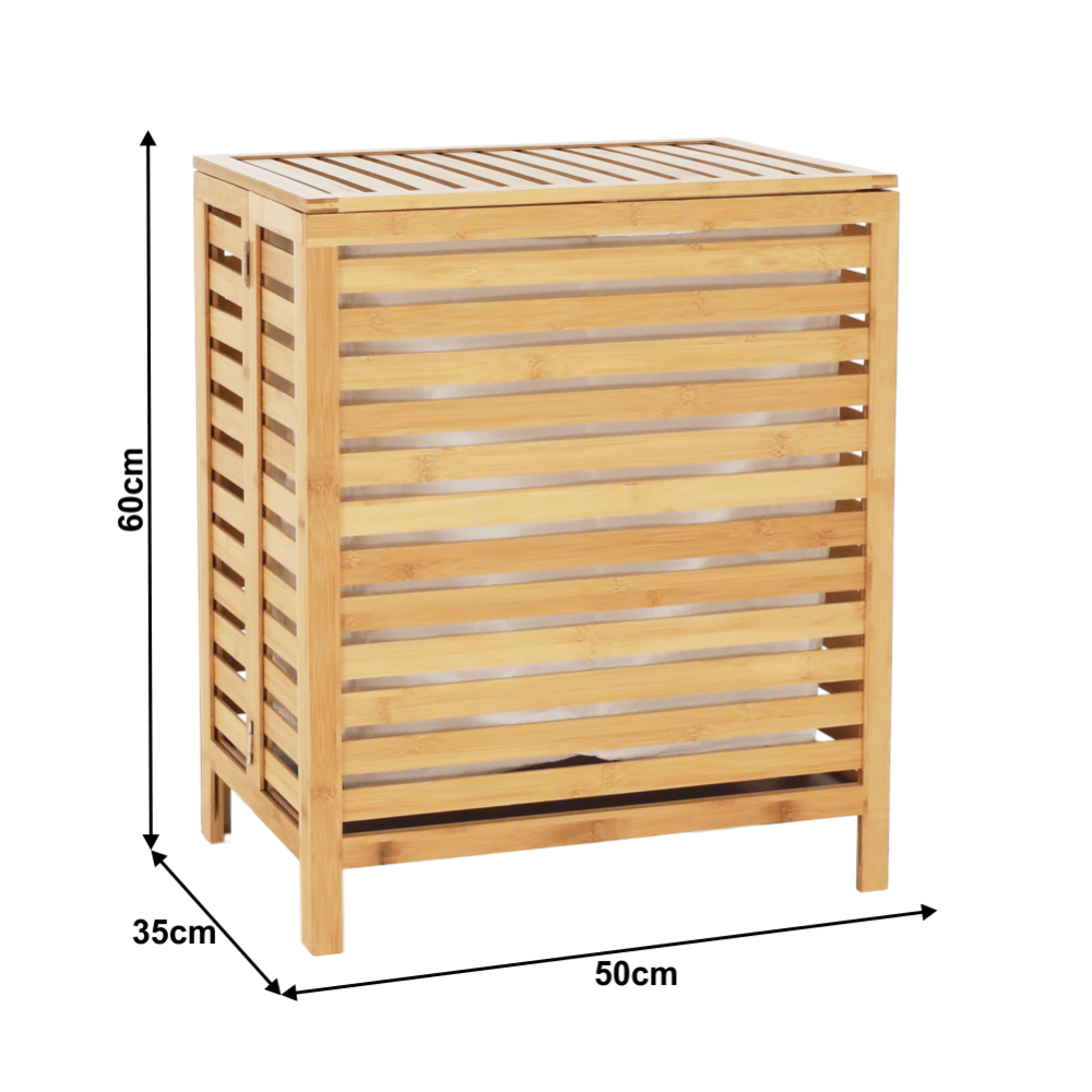 Koš na prádlo, bambus/bílá, MENORK