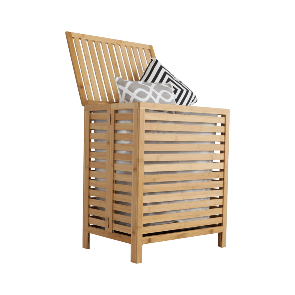 Koš na prádlo, bambus/bílá, MENORK