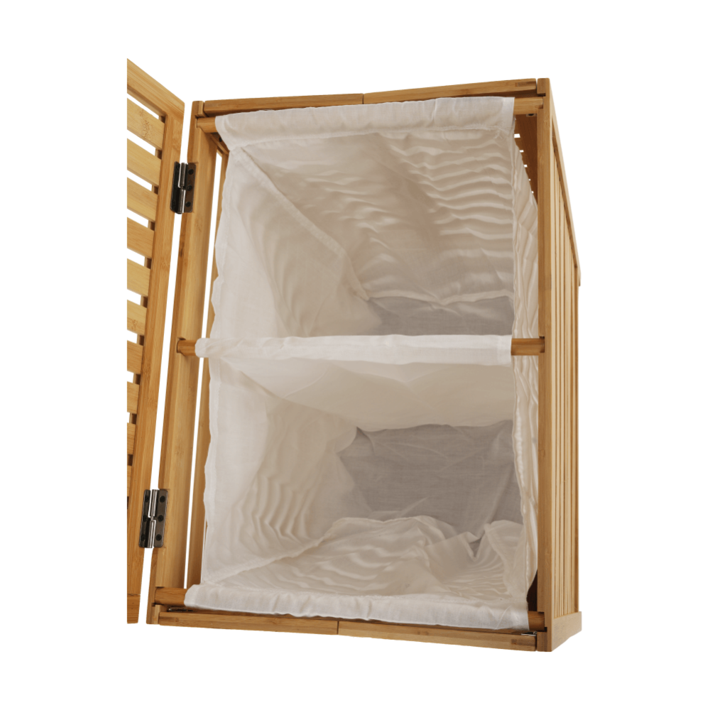 Koš na prádlo, bambus/bílá, MENORK