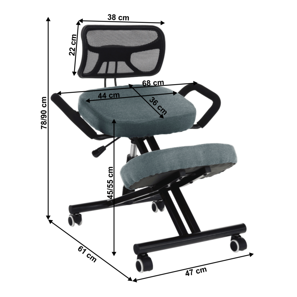 Ergonomická klekačka, šedá/černá, RUFUS