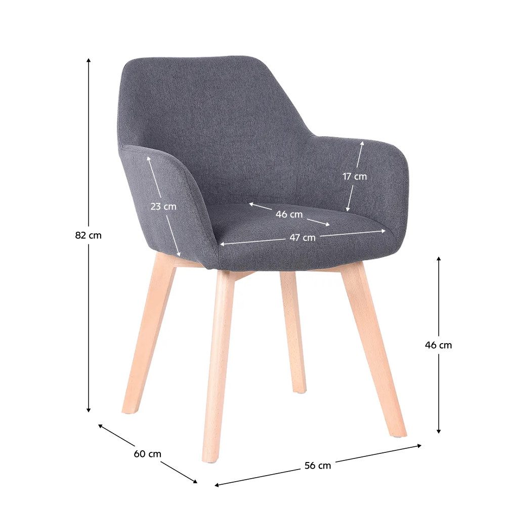 Designové křeslo, tmavě šedá/buk, CLORIN NEW
