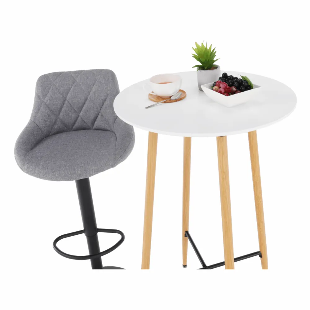 Barový stůl, bílá/dub, průměr 60 cm, IMAM