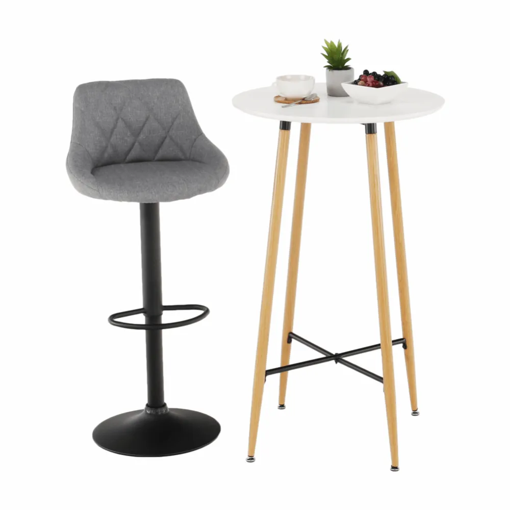 Barový stůl, bílá/dub, průměr 60 cm, IMAM