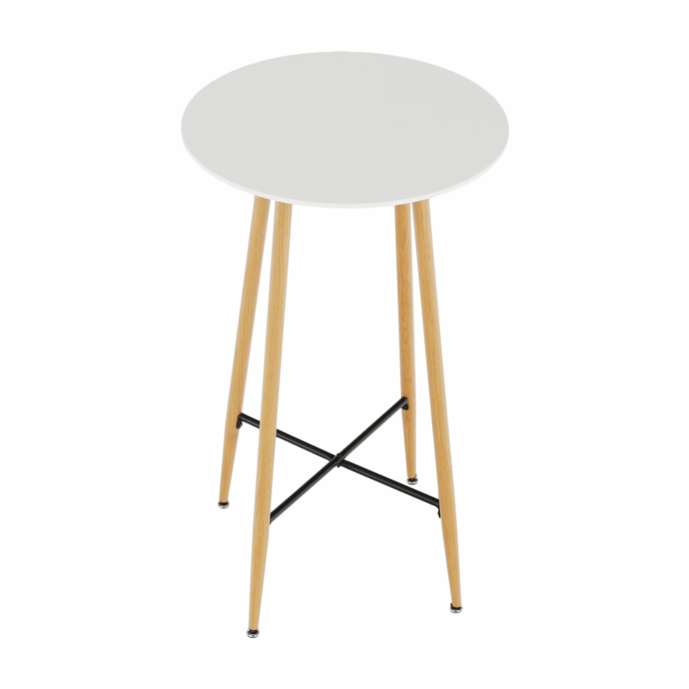 Barový stůl, bílá/dub, průměr 60 cm, IMAM