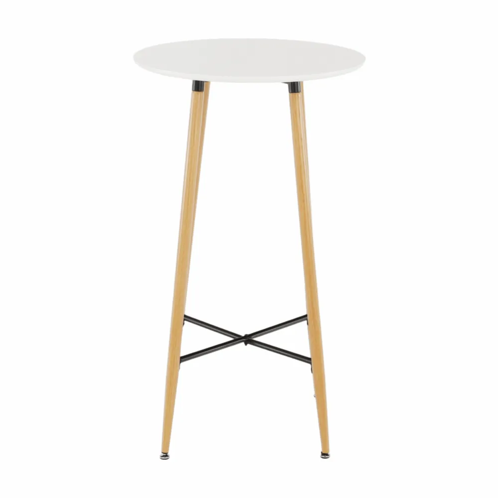 Barový stůl, bílá/dub, průměr 60 cm, IMAM