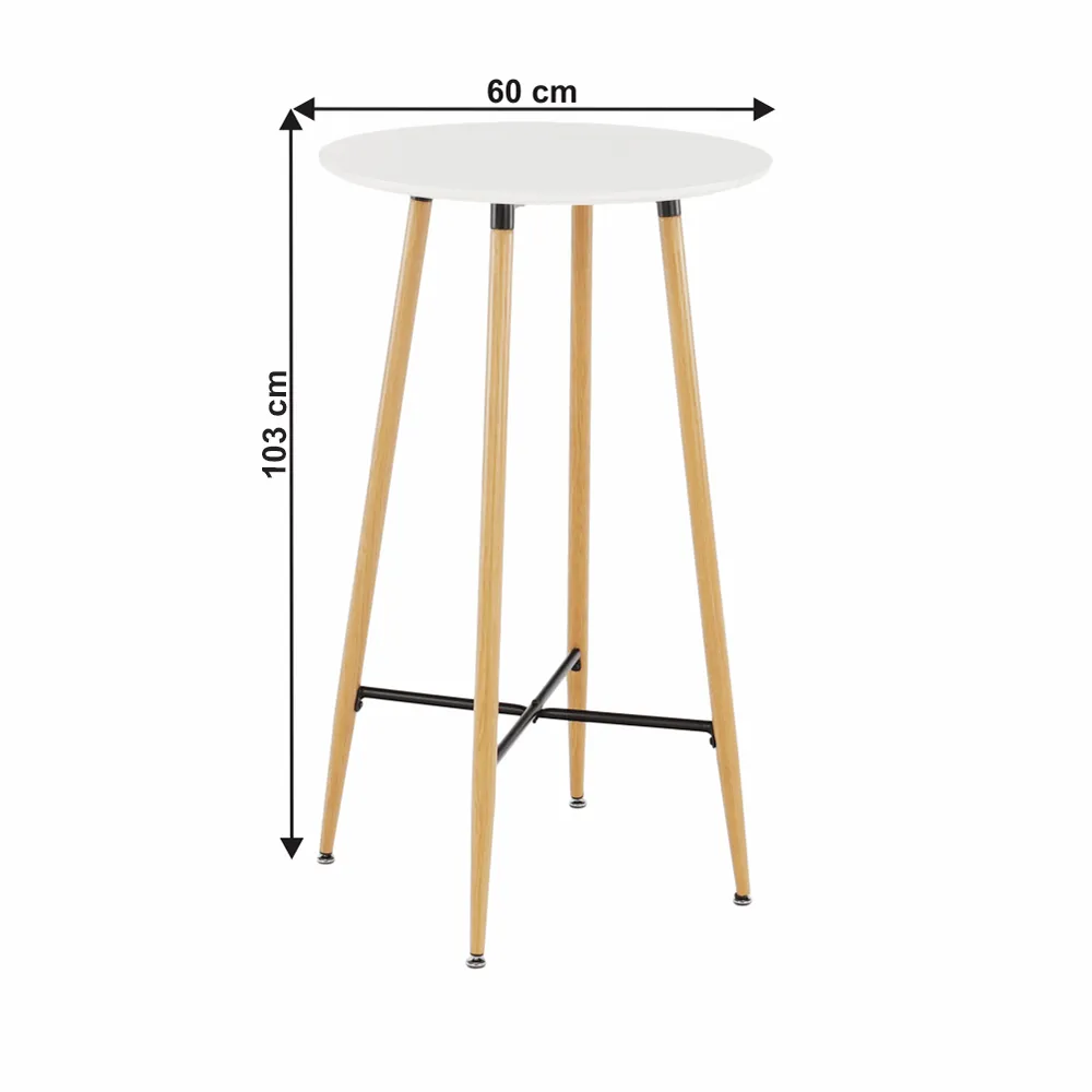 Barový stůl, bílá/dub, průměr 60 cm, IMAM