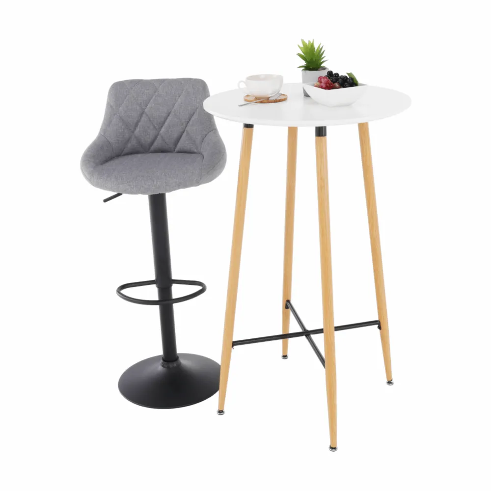 Barový stůl, bílá/dub, průměr 60 cm, IMAM