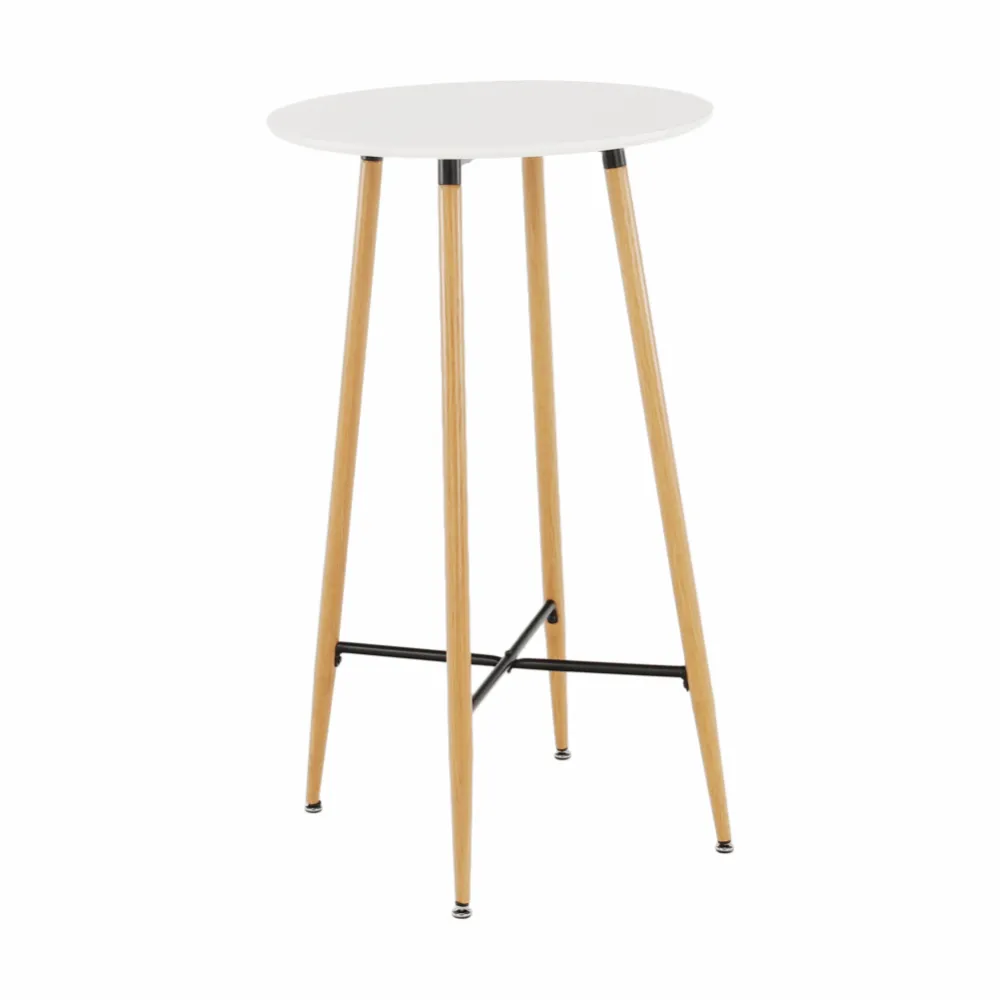 Barový stůl, bílá/dub, průměr 60 cm, IMAM