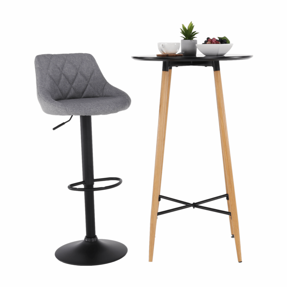 Barový stůl, černá/dub, průměr 60 cm, IMAM