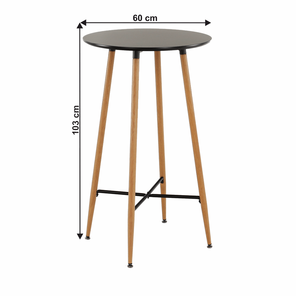 Barový stůl, černá/dub, průměr 60 cm, IMAM