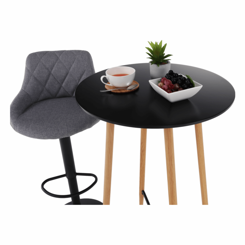 Barový stůl, černá/dub, průměr 60 cm, IMAM