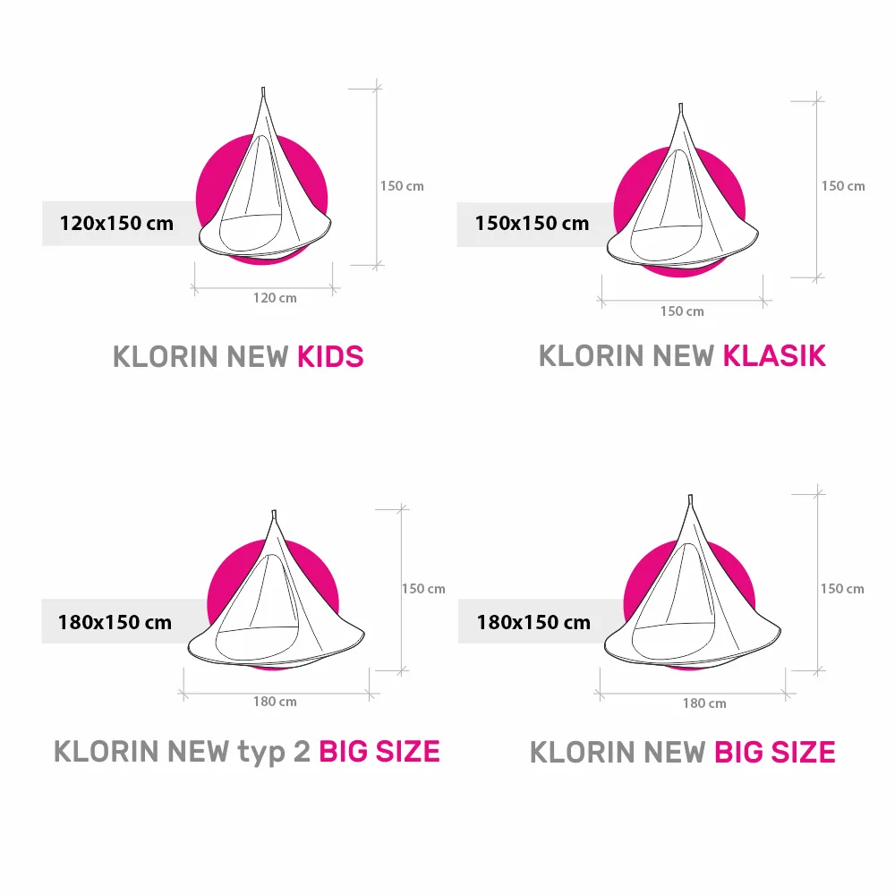 Závěsné houpací křeslo, světle šedá, KLORIN NEW BIG SIZE CACOON HAMMOCK