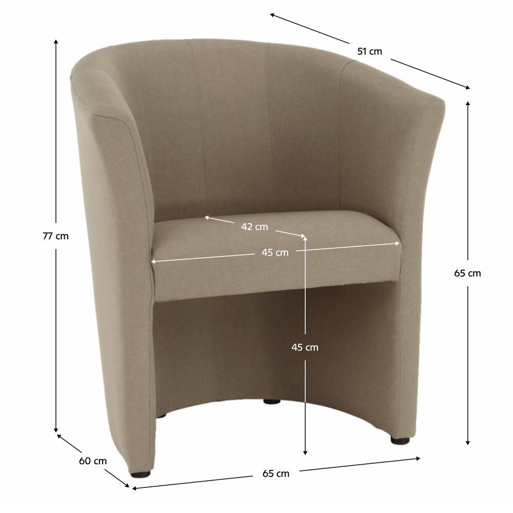 Klubové křeslo, béžová látka, CUBA