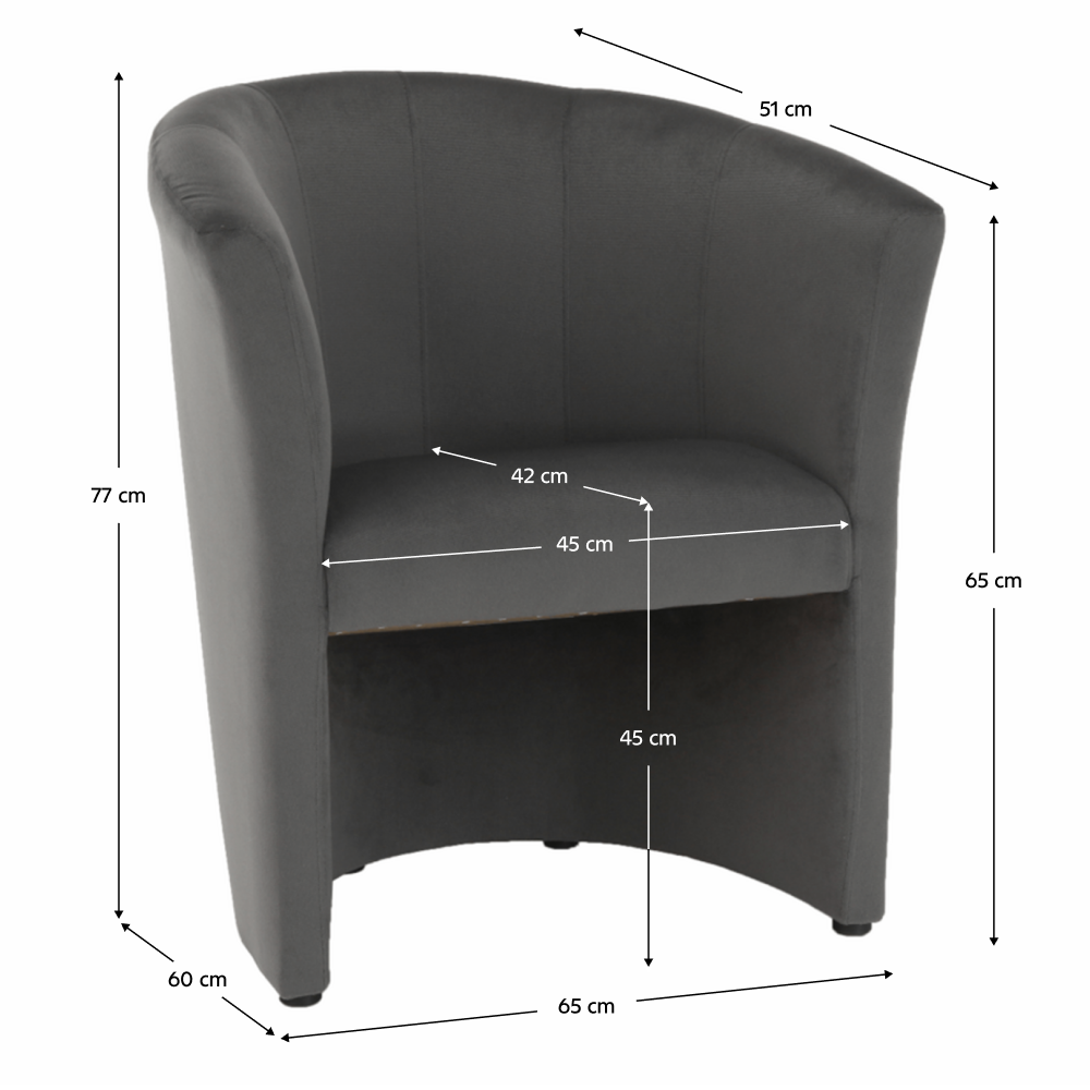 Klubové křeslo, šedá látka, CUBA