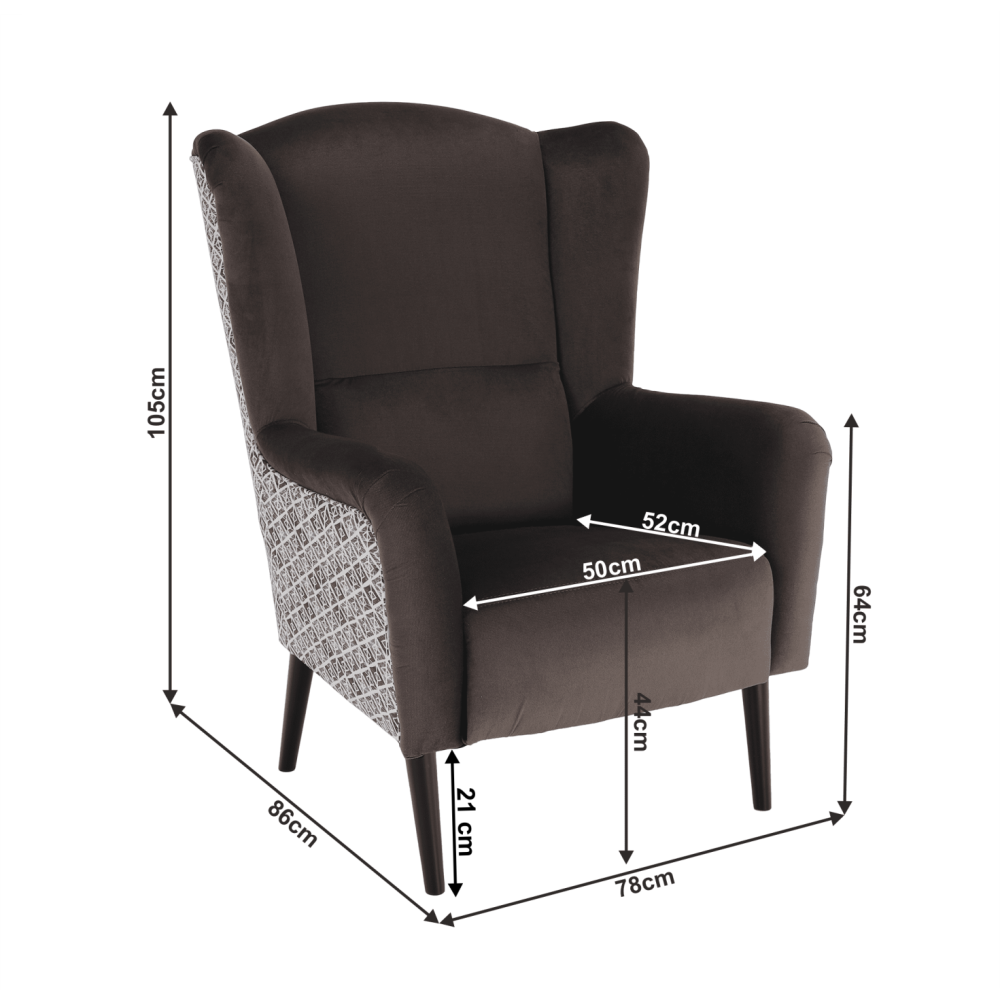 Designové křeslo, Velvet látka hnědá / vzor Terra, BELEK