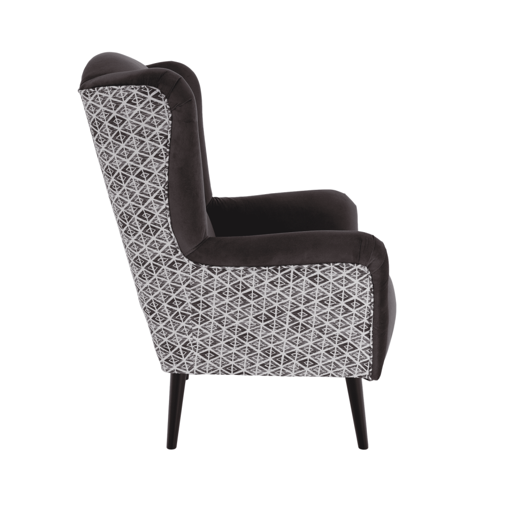 Designové křeslo, Velvet látka hnědá / vzor Terra, BELEK