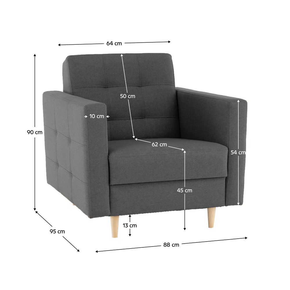 Celočalouněné křeslo, tmavě šedá látka, AMEDIA