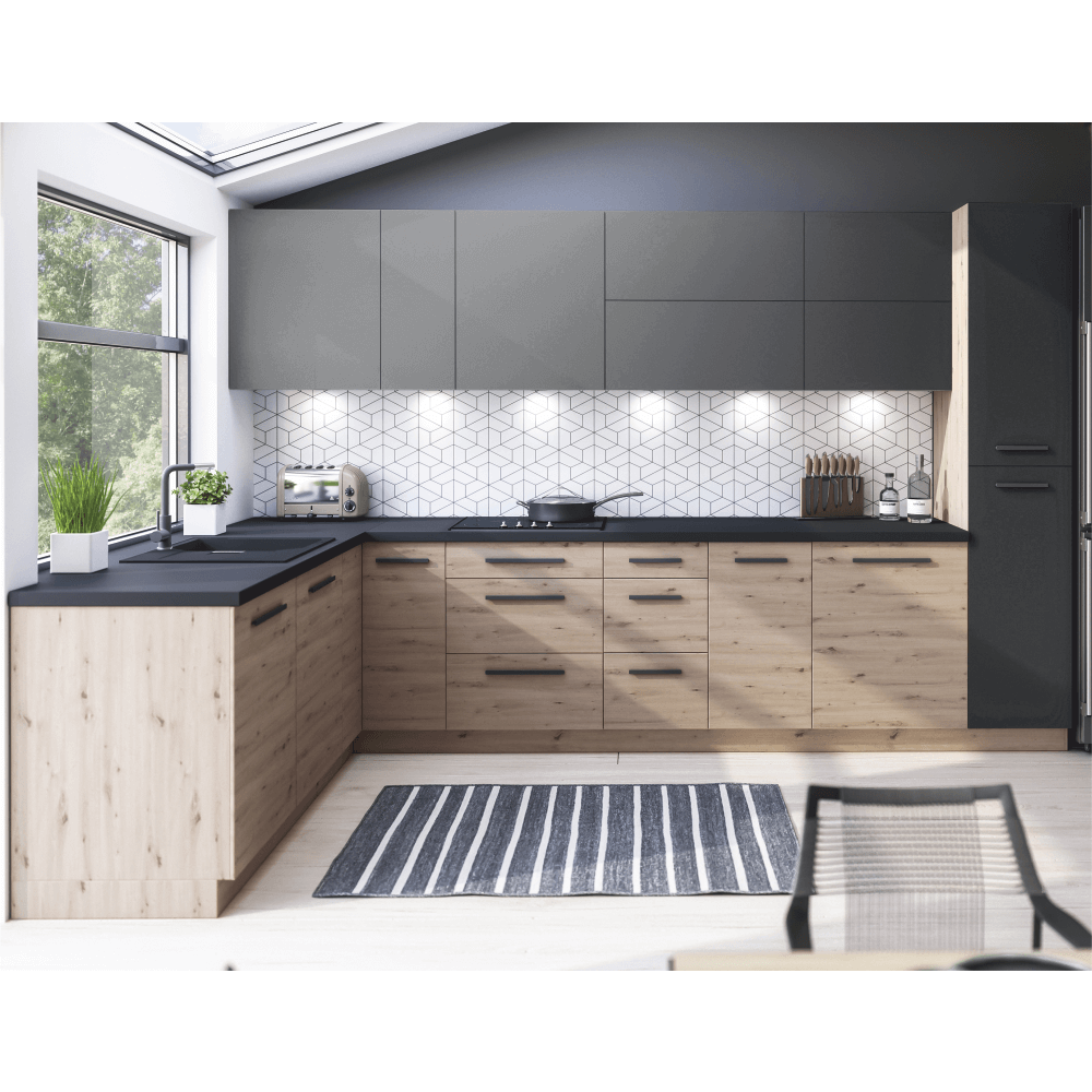 Horní skříňka, dub artisan/šedý mat, univerzální, LANGEN G40G