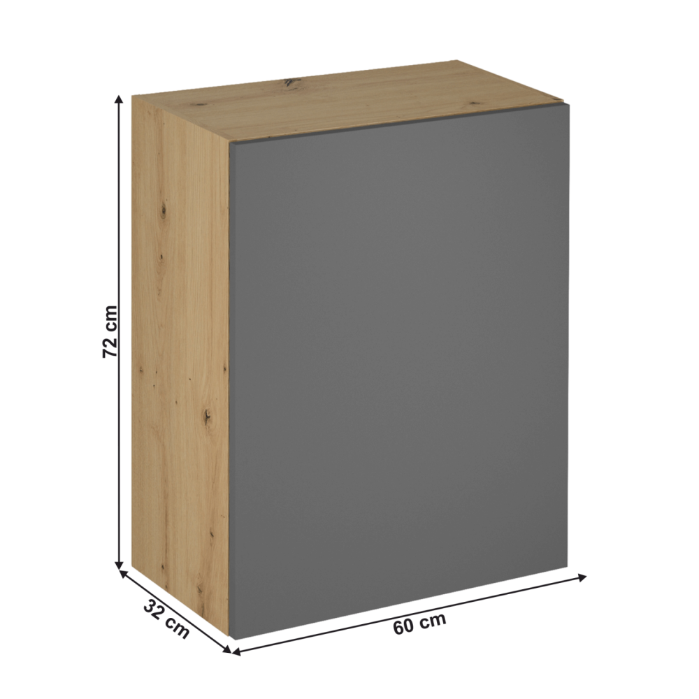 Horní skříňka, dub artisan/šedý mat, univerzální, LANGEN G60