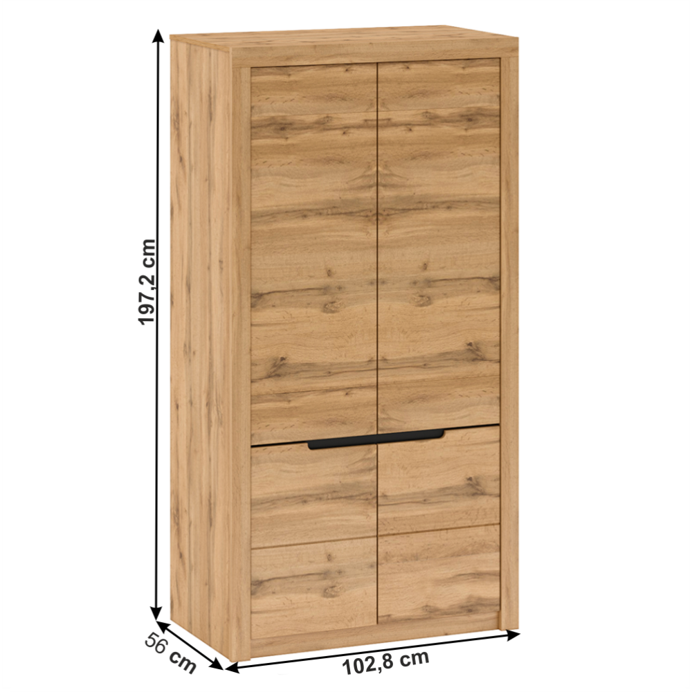 Věšáková skříň s policí, dub wotan, TORONTA F